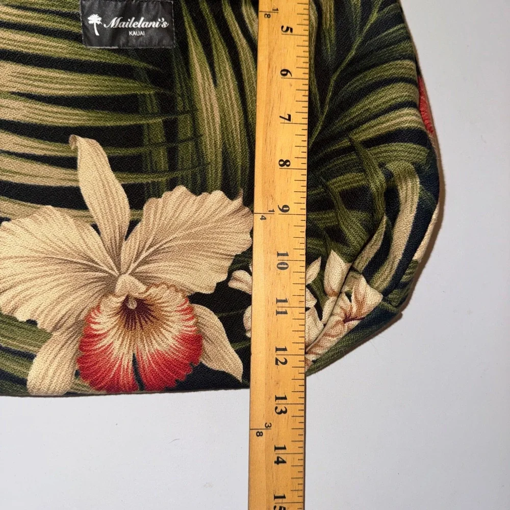 Mailelani's Kauai Shoulder Bag Womens Medium Black Tropical Floral Palm Hobo